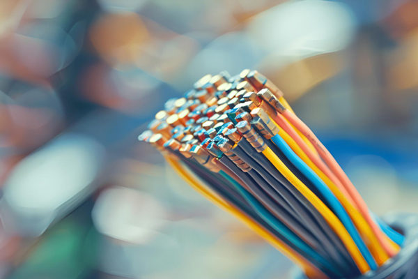A close-up of tangled wires, forming a complex network of connections.